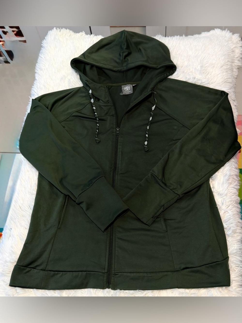 Daisy Fuentes Black Zip-Up Hoodie with Drawstring